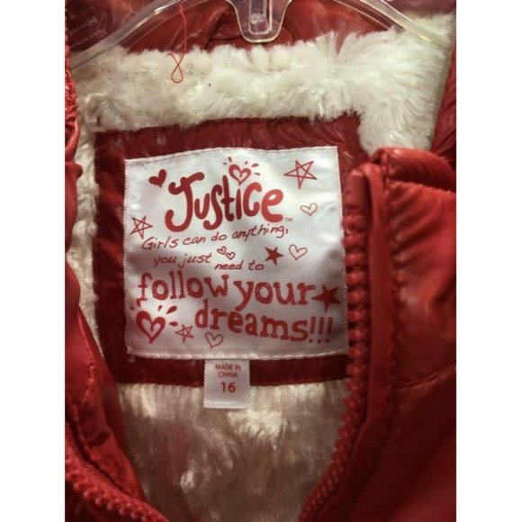 Justice Follow Your Dreams puffer coat SIZE 16 - Picture 2 of 2